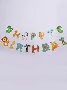 1 bộ mô hình động vật tiệc sinh nhật kéo cờ trang trí - Nhiều màu - Xem 9