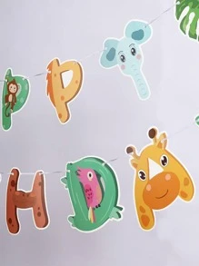 1 bộ mô hình động vật tiệc sinh nhật kéo cờ trang trí - Nhiều màu - Xem 8