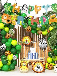 1 bộ mô hình động vật tiệc sinh nhật kéo cờ trang trí - Nhiều màu - Xem 3