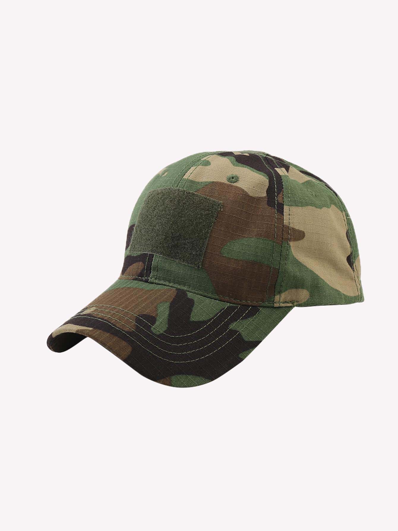 1頂綠色美式迷彩魔術貼調節戶外單車運動棒球帽