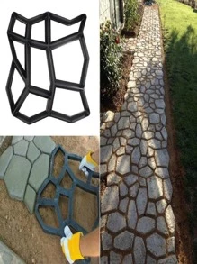 Khuôn lát đường bê tông bằng gạch nhựa DIY 35cm Khuôn xi măng đá lát đường tái sử dụng DIY Khuôn lát đường thủ công Máy lát đường - màu đen - Xem 2
