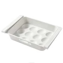 1pc 12 Lattices Drawer Egg Rack For Fridge, Refrigerator Storage Rack, Egg Storage Organizer - White - View 7