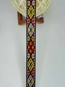 1卷幾何樣式DIY織帶 - 黑色 - 查看 7