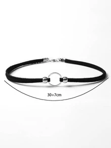 1 件單圈韓國天鵝絨頸鍊 - 銀色 - 查看 4