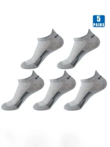 5 Pairs (Random Color) Men's Thin Mesh Breathable Ankle Socks, Summer Sports Socks, Moisture Wicking & Odor Resistant Short Crew Socks For Men - Multicolor - View 3