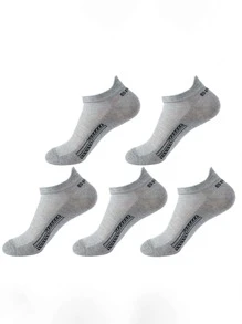 5 Pairs (Random Color) Men's Thin Mesh Breathable Ankle Socks, Summer Sports Socks, Moisture Wicking & Odor Resistant Short Crew Socks For Men - Multicolor - View 1