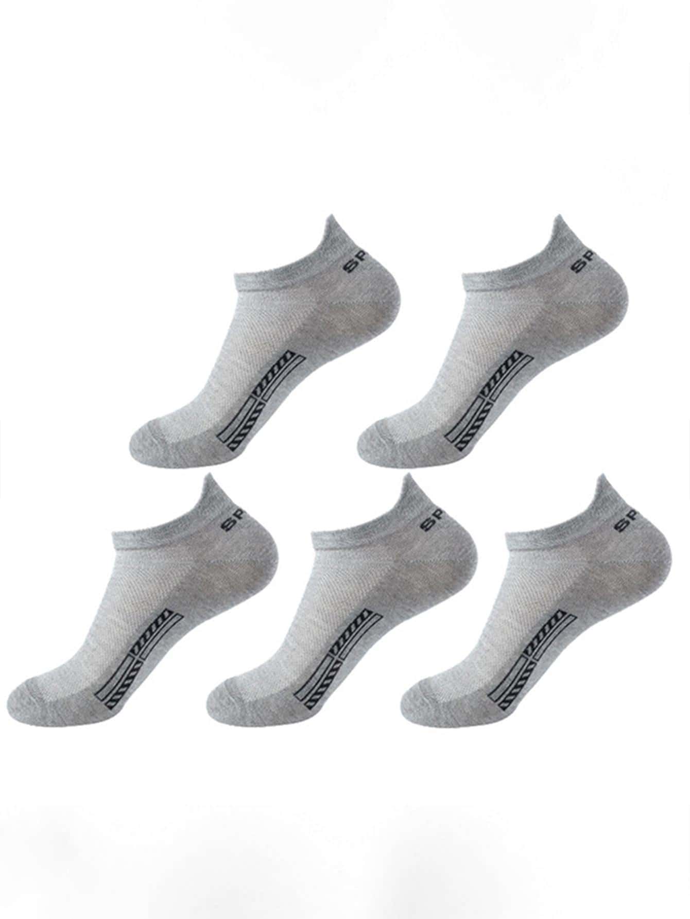 5 Pairs (Random Color) Men's Thin Mesh Breathable Ankle Socks, Summer Sports Socks, Moisture Wicking & Odor Resistant Short Crew Socks For Men - Multicolor - View 1