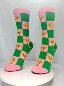 Calcetines de tripulación con estampado de jirafa - Multicolor - Ver 1