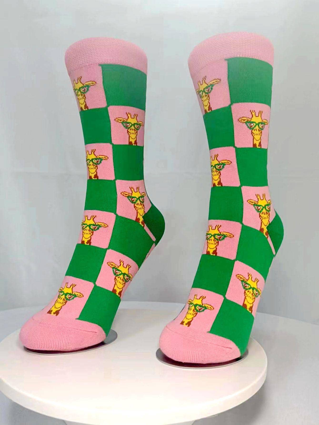 Calcetines de tripulación con estampado de jirafa - Multicolor - Ver 1