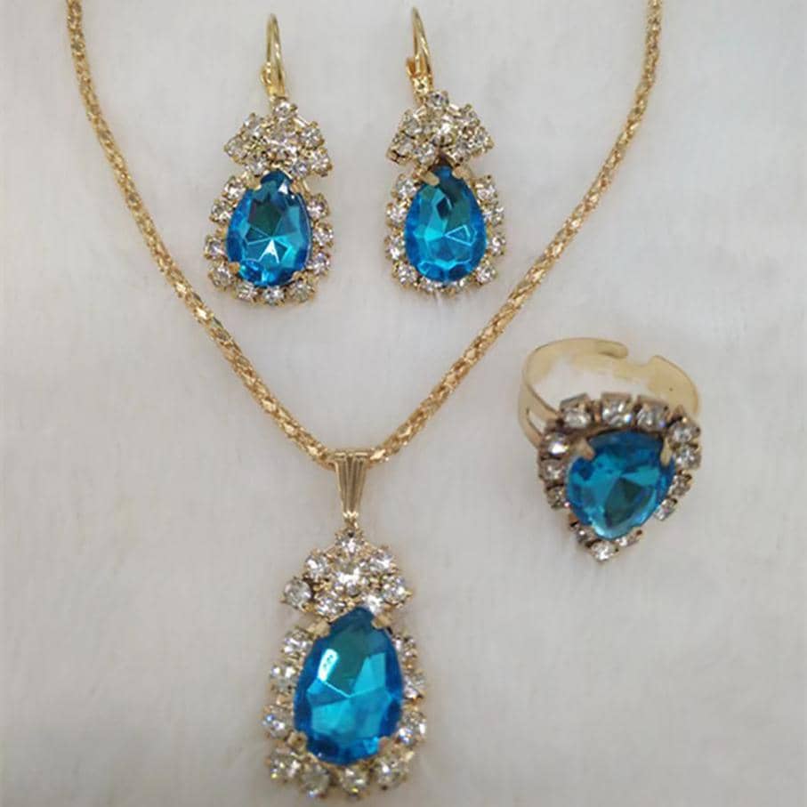 4 cái / bộ Bộ trang sức trang trí Rhinestone - Màu xanh nhạt - Xem 1