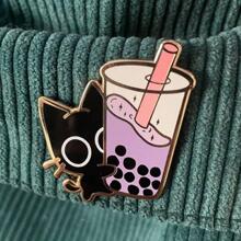 Gato Detalhe Beber Desenho Broches