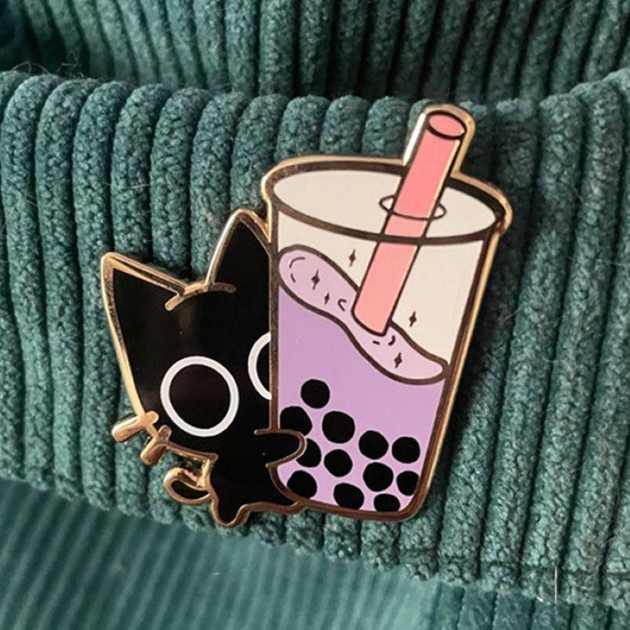 Gato Detalhe Beber Desenho Broches