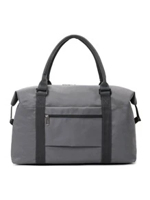 字母补丁装饰旅行包 双手柄灰色大容量假日行李包 周末包 过夜包 返校包 学校包 旅行必需品 海滩旅行收纳包 暑假旅行包 旅行收纳包 机场旅行服装 旅行用品 行李包 圣诞礼物创意 女性女孩 给妈妈的圣诞礼物 生日礼物 妈妈朋友 健身包 运动包 训练包 度假 节日 感恩节 感谢礼物 - 灰色 - 查看 6