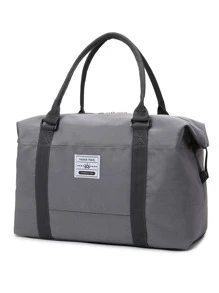 字母补丁装饰旅行包 双手柄灰色大容量假日行李包 周末包 过夜包 返校包 学校包 旅行必需品 海滩旅行收纳包 暑假旅行包 旅行收纳包 机场旅行服装 旅行用品 行李包 圣诞礼物创意 女性女孩 给妈妈的圣诞礼物 生日礼物 妈妈朋友 健身包 运动包 训练包 度假 节日 感恩节 感谢礼物 - 灰色 - 查看 4