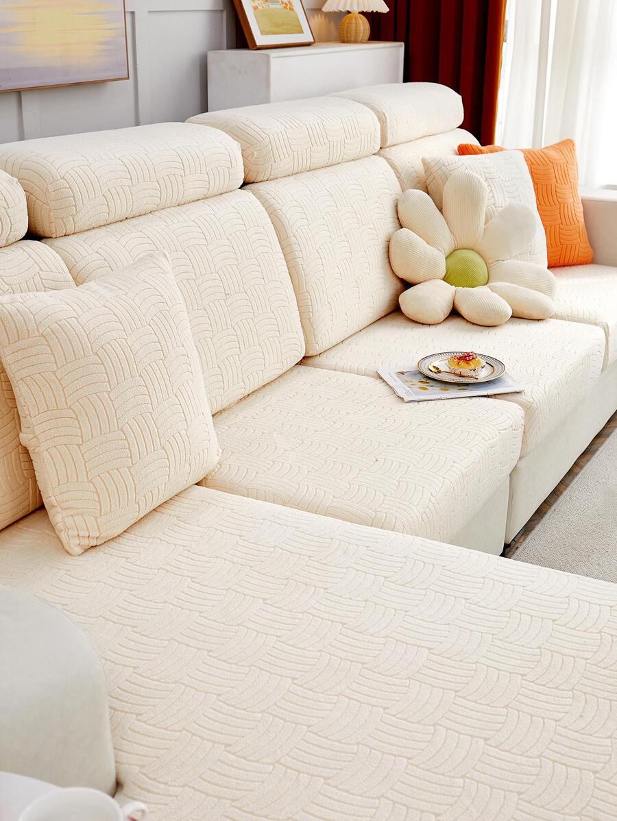 1 Đồng Màu Sofa Họa Tiết Bọc Ghế, Polyester Hiện Đại Co Giãn Ghế Sofa Đệm Cho Gia Đình, Tất Cả Các Mùa - Màu be - Xem 1