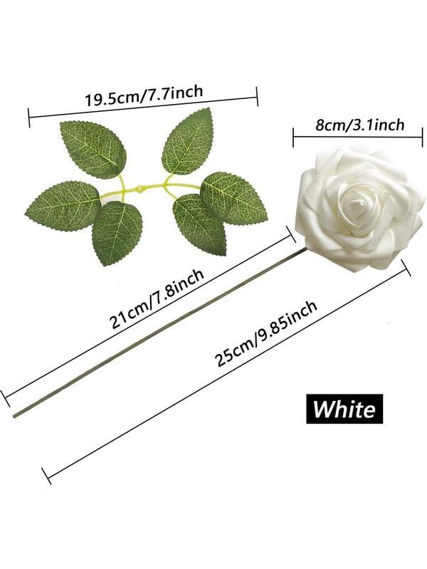 50pcs Plastic Artificial Rose Head, Romantic Multipurpose Simulation