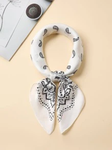 Paisley Print Bandana - Black and White - View 1
