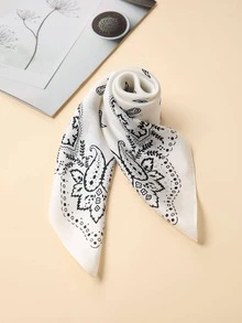 Paisley Print Bandana - Black and White - View 2