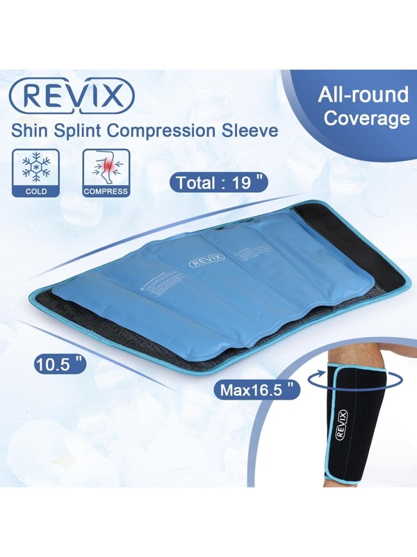 REVIX Calf and Shin Gel Ice Packs for Injuries Reusable Leg Cold Pack