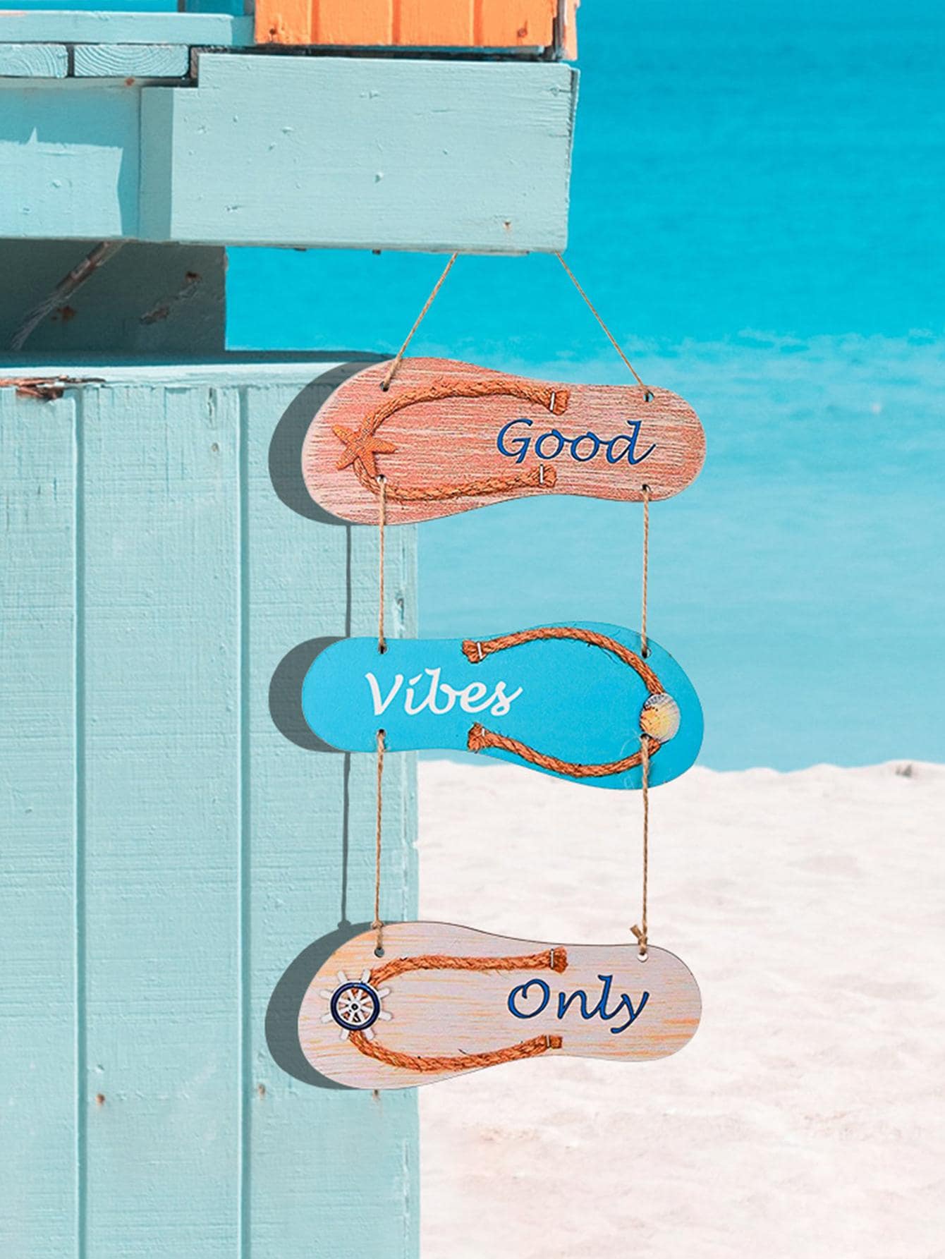 1入組拖鞋設計木頭掛飾 - 彩色 - 查看 1