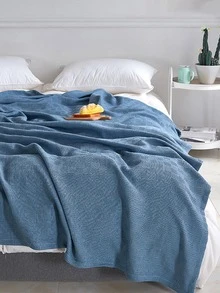 1pc Geometric Pattern Blanket - Navy Blue - View 2