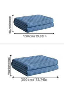 1pc Geometric Pattern Blanket - Navy Blue - View 3