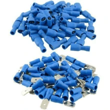 50pcs/set Female & Male Spade Insulated Connector Crimp Spade Insulated Electrical Crimp Electrical Wire - Blue - View 2