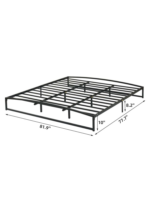 Sturdy and Stylish Black Iron Convex Bed Frame Perfect for a Modern