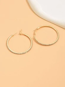Bông tai nữ hình tròn lớn màu bạc pha lê thời trang - Vàng - Xem 9
