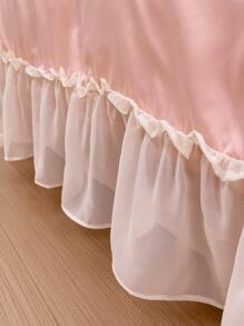 蝴蝶結刺繡荷葉邊被套套裝內芯 - 粉色 - 查看 8