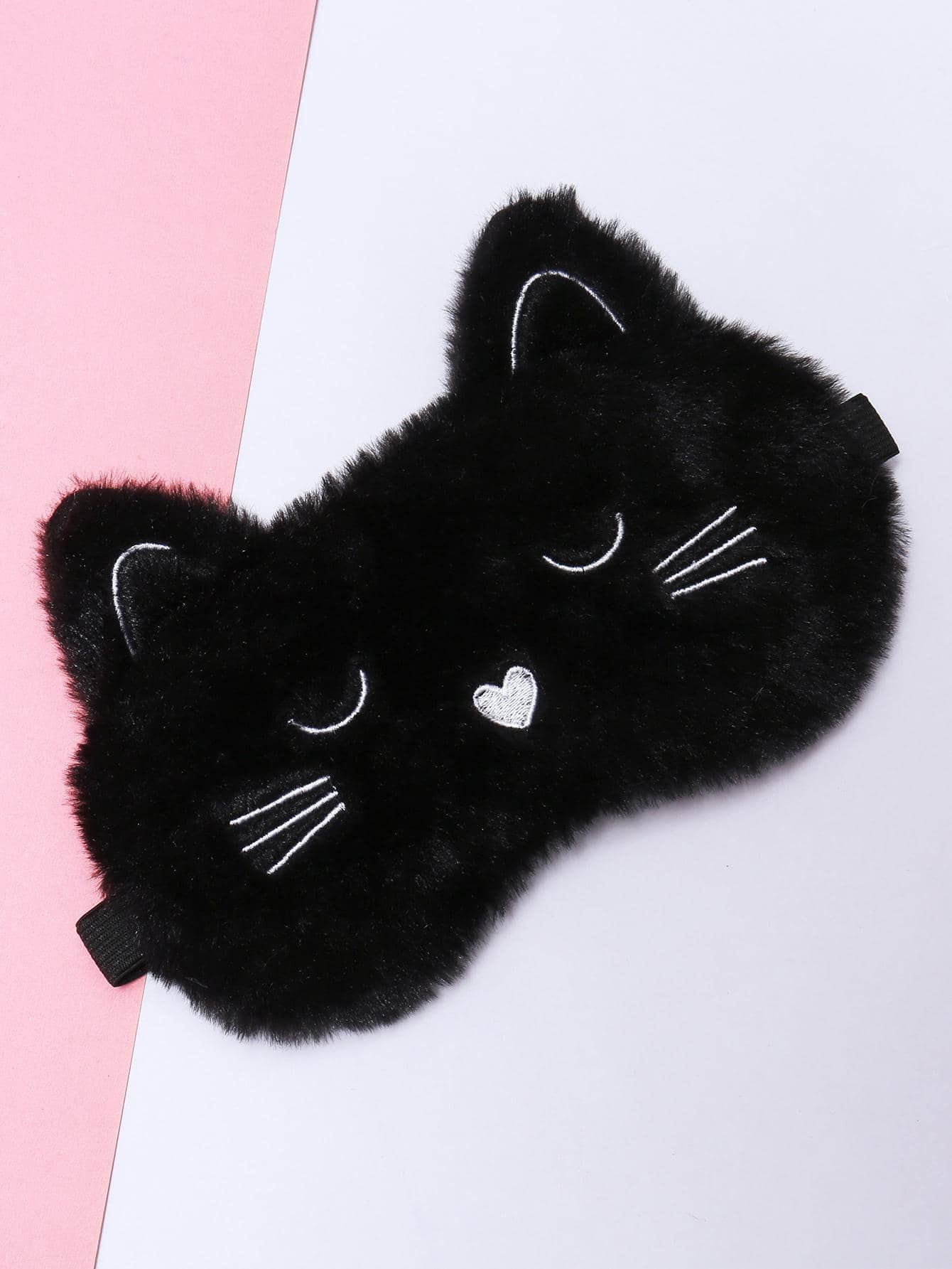 1 pieza Antifaz para dormir de diseño de gato lindo hecho de poliéster para el hogar, dormitorio, viajes, oficina, escuela, útiles escolares - Multicolor - Ver 1