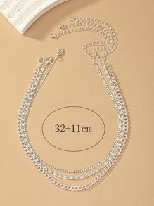 3pcs/set Minimalist Chain Necklace - Silver - View 3