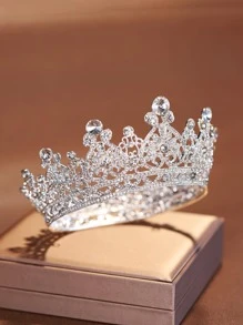 1件优雅时尚圆形皇冠头饰，适合女士婚礼、派对、情人节等场合佩戴。