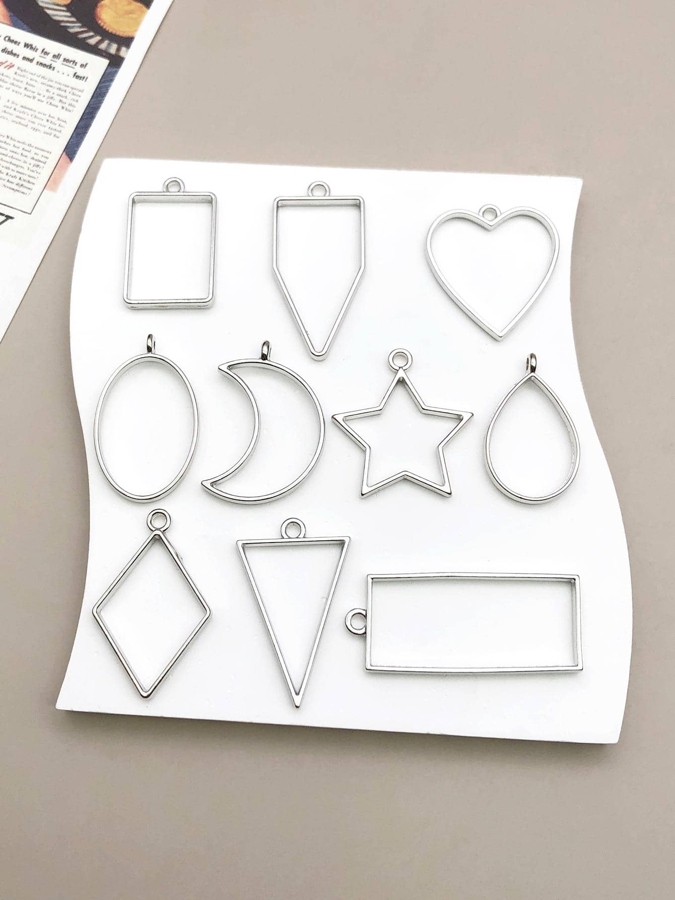10入組/套幾何DIY吊墜 - 白色 - 查看 1