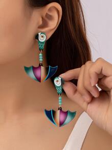 1 对时尚、可爱、清新的彩色雨伞耳环，适合女性日常、派对、约会、庆祝和节日 - 彩色 - 查看 2