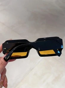 1 副女士几何框架波西米亚风时尚眼镜，适合户外街头遮阳海滩配饰女士海滩配饰眼镜遮阳基本款秋冬女士服装商务休闲礼物适合夏季海滩度假、户外、旅行 - 黑色 - 查看 3