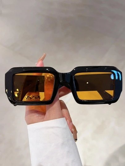 1pair Women Geometric Frame Boho Fashion Glasses, For Outdoor Street Shades Beach Accessories Beach Accessories For Women Glasses Shades Basics Fall Winter Women Outfits Clothes Business Casual Gifts For Summer Beach Vacation,Outdoor,Travel