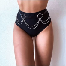 1pc Women Ring Linked Chain Decor Punk Chain Belt, For Decoration Sexy Halloween Summer, School Fall, Autumn, Halloween