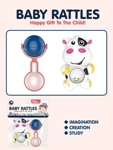1入組塑膠學習現代二合一卡通奶牛設計發育玩具適用於嬰兒 - 彩色 - 查看 4
