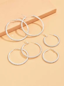 Fashionable Full Rhinestone Silver/golden Large Hoop Earrings For Women - Silver - View 6