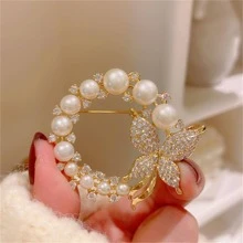 Faux Pearl Decor Brooch - Gold - View 6