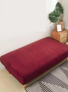 1 件新品無扶手蒲團罩彈性沙發床套保護套彈性功能豐富紋理高氨綸小格子提花織物蒲團罩,可機洗 - 酒紅色 - 查看 2