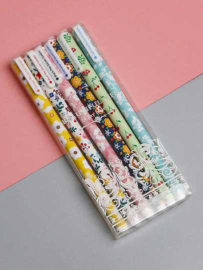 6支卡通圖形中性筆，學生用塑料創意筆