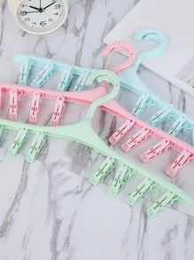 1入組衣架，帶衣夾，藍色塑料可拆卸衣夾，適合家用 - 藍色 - 查看 3