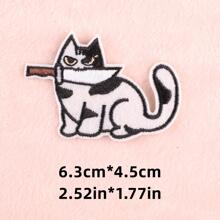 4 miếng vá thiết kế hình con mèo, miếng vá may polyester dễ thương và sáng tạo - Nhiều màu - Xem 2
