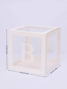4pcs Simple Solid Color Balloon Box, White Transparent Letter Graphic Balloon Decorative Box For Party - White - View 3