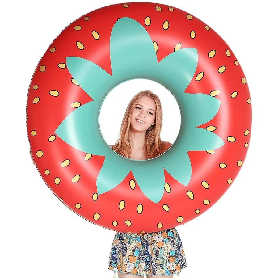 Jasonwell Inflatable Pool Float Strawberry Giant Pool Floats Tube Rafts With Fast Valves Summer Beach Swimming Pool Lounge Decorations Toys For Adults - Multicolor - View 1