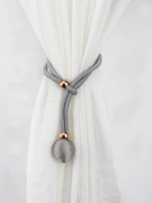 2pcs Single Ball Polyester Silk Stretch Buckle Curtain Tieback Gifts Birthday Graduation - Grey - View 8