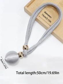 2pcs Single Ball Polyester Silk Stretch Buckle Curtain Tieback Gifts Birthday Graduation - Grey - View 6