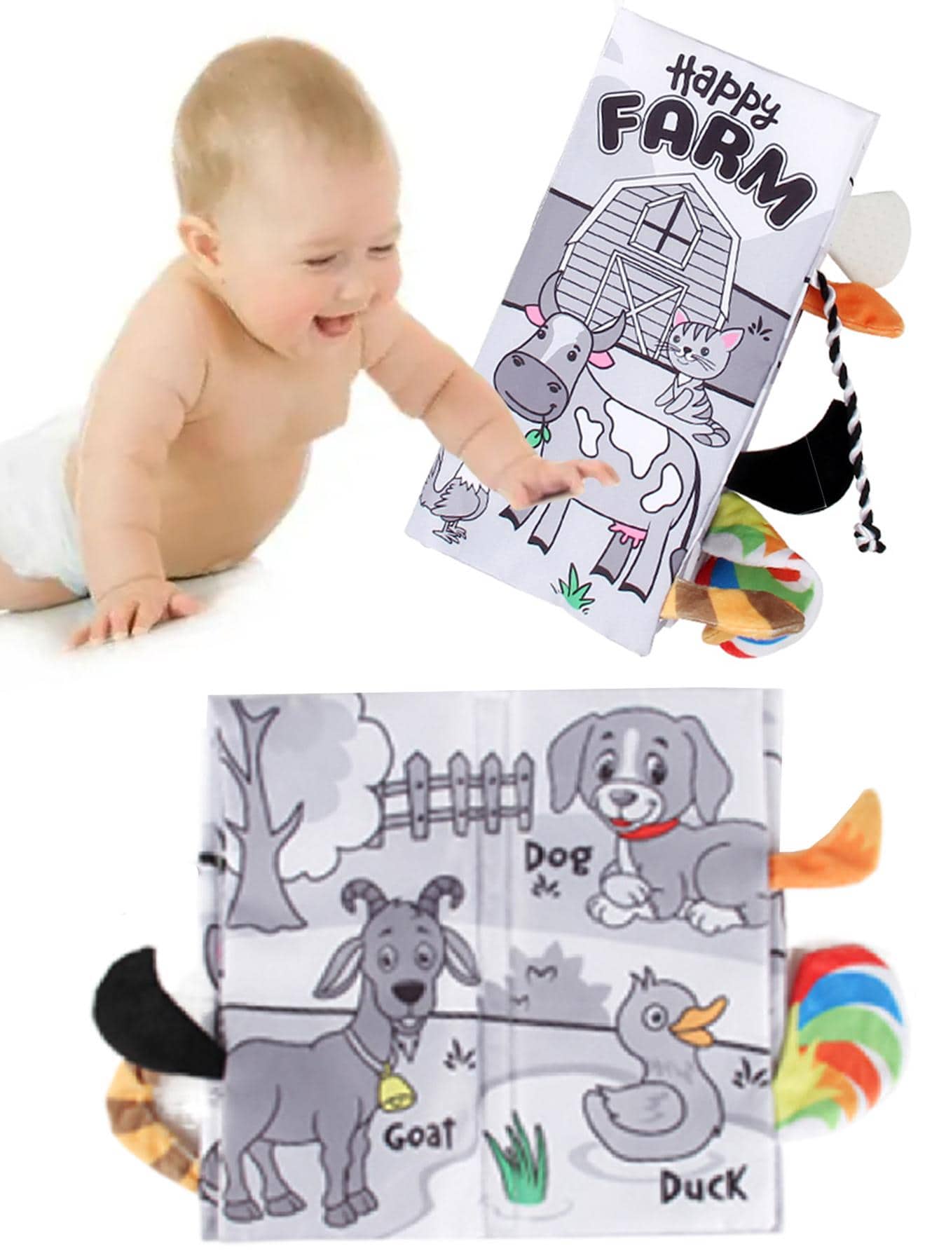 1 Vải Không dệt Đuôi Sách Vải Hiện Đại Bò & Thư Đồ Họa Giáo Dục Nhận Biết Đọc Đồ Chơi Cho Bé - Nhiều màu - Xem 1